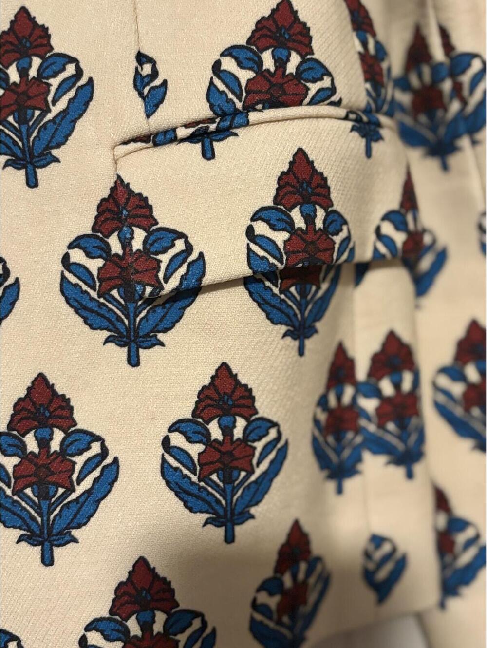 Tory Burch White & Multicolor Printed Twill Crepe Jacket - Picture 6 of 9